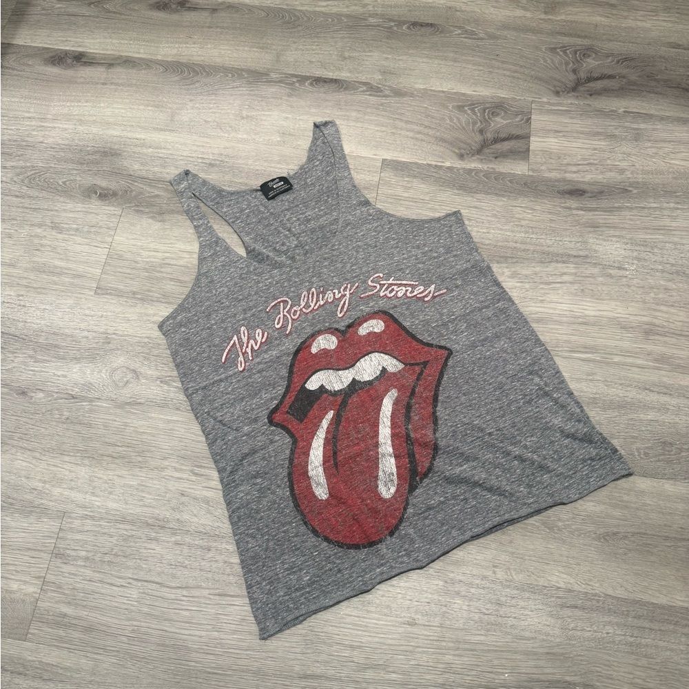 Bravado The Rolling Stones Gray Tank Top with Red Logo Graphic